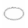 Fiusem Silver Tone Figaro Mens Bracelet, 7mm Width Stainless Steel