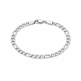 Fiusem Silver Tone Figaro Mens Bracelet, 7mm Width Stainless Steel Link Chain Bracelets for Men, 7.5" Length