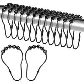 Ganchos para Cortina de Baño, 30 Piezas Aros de Cortina de Ducha de Acero Inoxidable, Aros para Cortinas de Regadera, Ganchos para Cortina de Ducha para Cortinas de Ducha Y Forros (Negro)