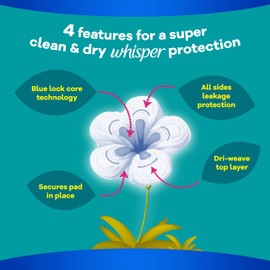 Whisper Heavy Flow and Overnights Wings, 8 Count