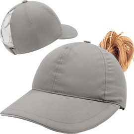 Enwokran Womens Ponytail Hat Criss Cross Baseball Cap High Messy Bun Ponycap Quick Drying Hat with Ponytail Hole UV Protection Summer Sun Hat Outdoor Sports Cap (Light Gray)