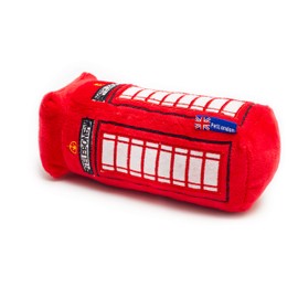 PetLondon British Red Telephone Box Plush Dog and Puppy Toy 6" With Squeaker, Cute Fun London Landmark Telebone UK Dog Interactive Toy