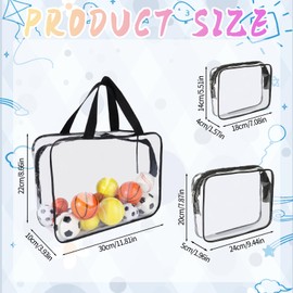 6pcs Black Toy Storage Organizer Bags, PVC Waterproof Clear Living Room Board Game Outdoor Toy Storage Bins Bags with Zipper, Reusable with Portable Handle for Building Blocks Puzzle(3 Sizes)