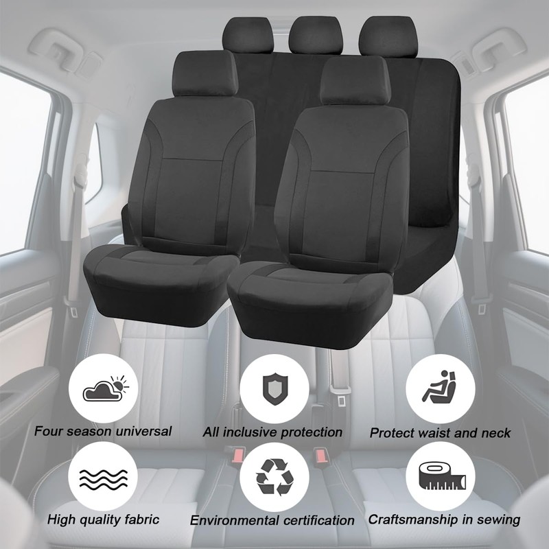 Zpana Car Seat Cover Full Sets, 9PCS Waterproof Vehicle Front