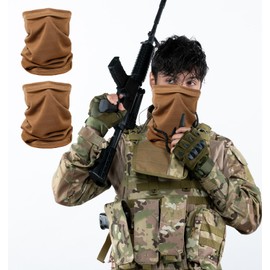 ValueBargain 2Pcs Coyote Brown Face Gaiters for Men Women, Coyote Brown Cooling Face Mask, Breathable Summer Bandana, Half Face Cover for Sports & Travel