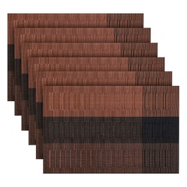 OUME Set of 6 Placemats，Dining Table Mats Washable Heat Resistant Non-slip Kitchen and Dining Table Place Mats Brown