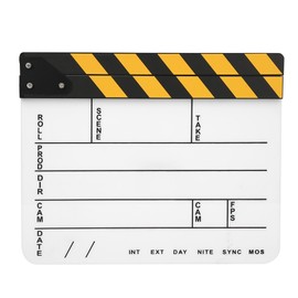 30x25CM Acrylic Movie Clapperboard Professional Director Action Clap Film Photography Tool(Yellow Stripe White Board（PAV1YWE4） )