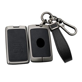 ontto Alloy Car Key fob Cover fit for Espace 5 Kadjar Koleos Captur Megane 4 Talisman Arkana Dacia key holder Smart leather Key case keyring Key Shell bag keychain styling accessories Black B