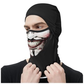 Obacle Balaclava Face Mask for Men Women Ski Hunting Cycling Festival Party (Skull with Black Beard Smile)