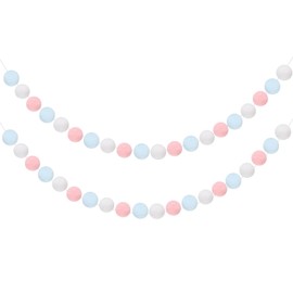 uxcell 2pcs Pom Pom Garland 6.6 ft 30 Balls Colorful Felt Ball Garland for Wall Christmas Tree Decor Birthday Banner Easter Party Decorations, Pink, Blue, White