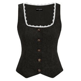 SCARLET DARKNESS Ren Faire Cottagecore Vest for Women Cosplay Sleeveless Fairycore Vest Black S
