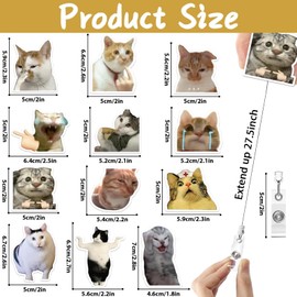 Justforjoyful 12PCS Cat Meme Badge Reel Employee Appreciation Gifts Cute Nurse Badge Reel Christmas Thank You Gifts Funny Cat Retractable Name Tag ID Clip Holders Office Hospital Nurse Doctor Teachers