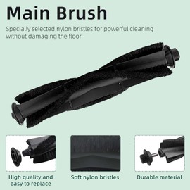 Liveryde Replacement Parts Compatible with Honiture Q6 Pro, for Laresar L6 Pro, for Imou L11 Pro Max, for Airrobo T10+ Accessories, 1 Main Brush, 6 Side Brushes, 4 HEPA Filters, 2 Wipes, 2 Dust Bags