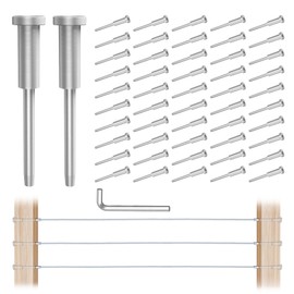 Skoworm 50pcs Invisible Cable Railing Hardware,1/8" T316 Stainless Steel Invisible Receiver,Threaded Stud Tensioner Kit Hardware for 2×2" Wood Metal Post Wire Railing Kit Deck Cable Railing Kit