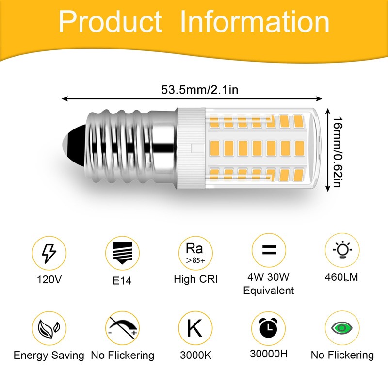 LFLAMPON E14 European Base LED Bulbs,E14 Light Bulb Warm White