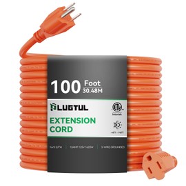 Outdoor Extension Cord 100 FT Waterproof, 16/3 Gauge Heavy Duty 3 Prong Extension Cord, 13A 1625W SJTW, ETL Listed, Great for Garden and Home, Orange