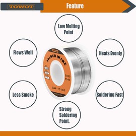 TOWOT Tin Lead Rosin Core Solder Wire for Electrical Soldering, Content 1.8% Solder Flux Sn60-Pb40 (1.0mm, 100g)