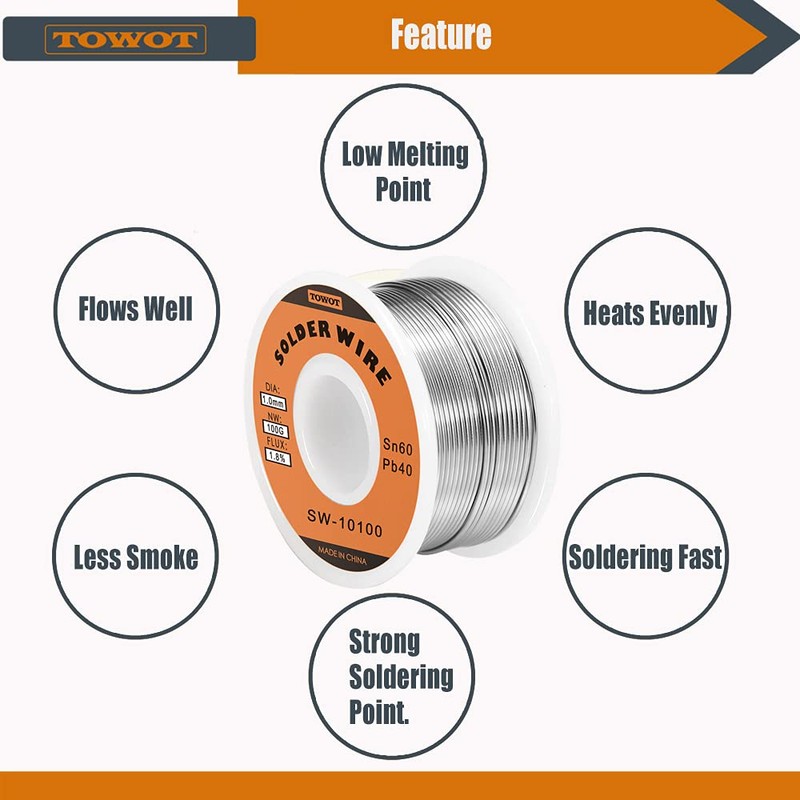 TOWOT Tin Lead Rosin Core Solder Wire for Electrical Soldering,
