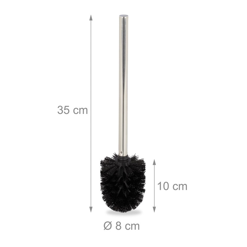 Relaxdays Toilet Brushes, 80% plastic 20% stainless steel, Black, 35