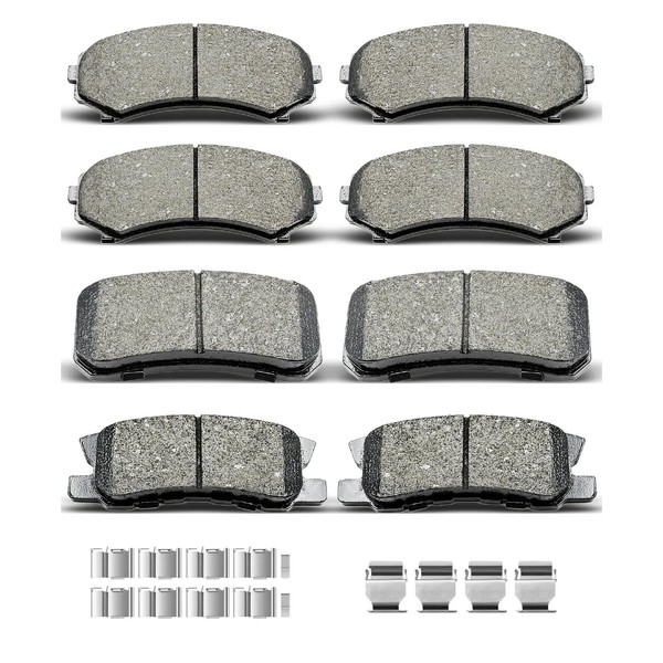 D867 D868 8pcs Ceramic Front Rear Brake Pads With Clips