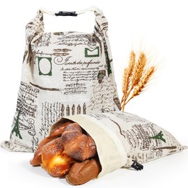 2 Pack Reusable Beeswax Bread Bags Large Capacity Linen Sourdough Bread Bags Eco Friendly Food Storage with Lock Handle Perfect for Homemade Bread Freshness Ideal Bakers