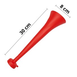 FUN FAN LINE - Pack of 3 Resistant Plastic Vuvuzelas | Cheering Trumpets for Football, Sporting Events, and Parties | Extreme Noise Horn 120 DB | Party Favors for Fans (Red)