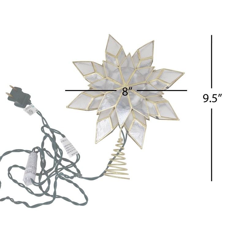 Kurt Adler 8.5-Inch Capiz Star Tree Topper with 10 Clear
