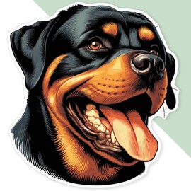 Extra Large 460mm 'Happy Rottweiler' Permanent Sticker Decal for Cars/Windows/Bins/Walls (DW00123439)