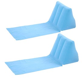 2 Pcs Inflatable Beach Mat Lounge Chair,Flocking Camping Leisure Lounger Back Pillow - Portable Beach Reclining Lounger for Lawn Outdoors Camping Picnic Travel (Sky Blue)