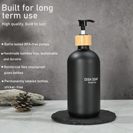 Dish Soap Dispenser with Pump, MuievorVue Kitchen Soap Dispenser, Hand Black Soap Dispenser for Kitchen Sink,Dish Soap Dispenser for Kitchen,Bathroom Soap Dispenser (1 D Black)