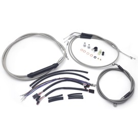 HTTMT- 2000-2006 Softail Extended Cable & Brake Line Kit Extensuin - [Chrome] Compatible With 16" Apes H-D Softail Motorcycle [P/N:TGHD-HECK008]