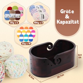 Coopay Elliptical Yarn Bowl Double with Large Capacity, Super Large Wooden Knitting Bowl for Wool, Smooth Yarn Bowl for Wool Large, Wooden Wool Bowl for Crochet and Knitting Project, 28.5 x 15.5 x 15