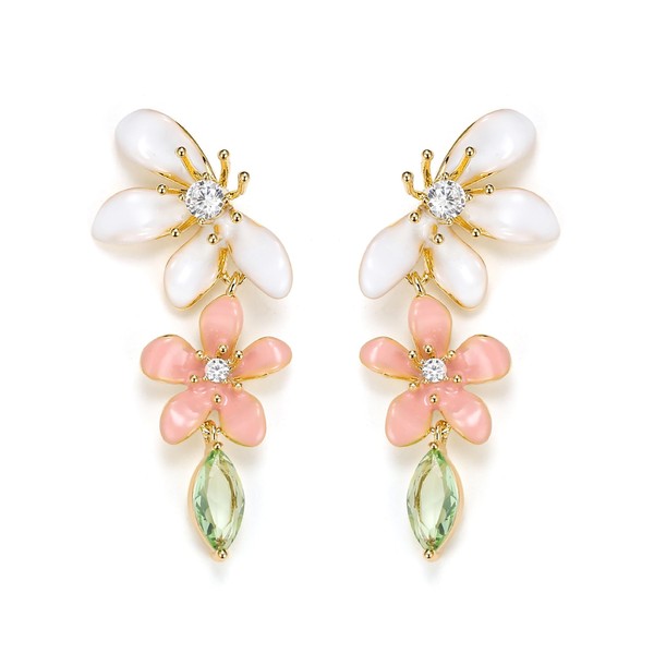 Clearine Bohemian Boho Cubic Zirconia Flower Dangle Earrings for Women,