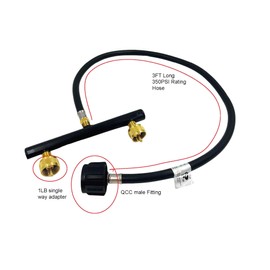 MENSI Dual Propane Refill Adapter Kit, 2 x 1lb Adapters with 3ft High Pressure Hose, QCC Entry for 20-50lb Tanks, Black