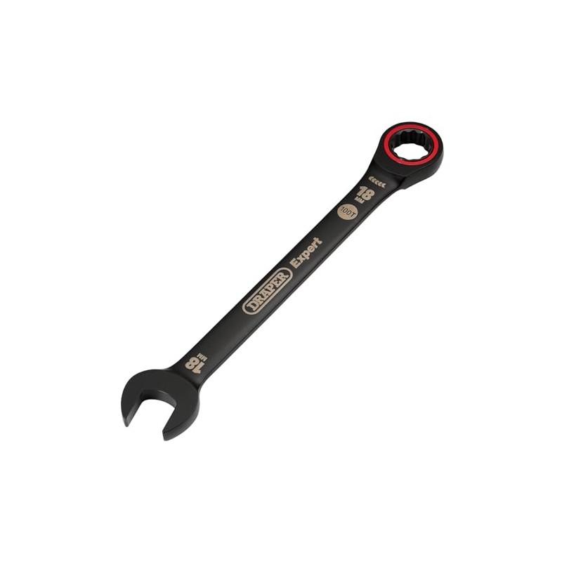Draper 03891 Expert HI-TORQ Metric Ratchet Combination Spanner, 18mm, Black
