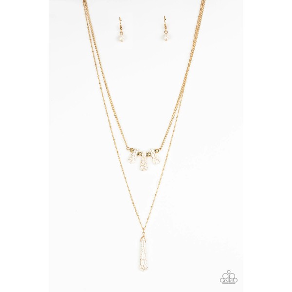 Paparazzi - Basic Groundwork - Gold Layered White Stones