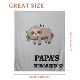 Magicoco Papa Cuddly Blanket Gift for Dad, Sloth Blanket, Father's Day Gift for Dad, Birthday Gift, Dad Snoring Blanket, Sofa Blanket, 130 x 150 cm