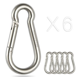 sprookber Stainless Steel Spring Snap Hook Carabiner - 304 Stainless Steel Clips, Set of 6 (6.2 Inch)