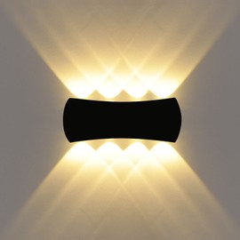 Kawell 8W Modern Wall Sconces LED Wall Light Up Down Indoor Outdoor Aluminum Wall Lamp LED Waterproof IP65 for Bedroom Living Room Bathroom Stairs Hallway Corridor Porch, Black 3000K