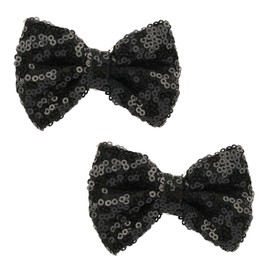 Love Fairy 3-Inch Glitter Bow Hairpin - Sparkling Sequin Bow Tie Hair Clip for Girls,Teens, and Women (Black)