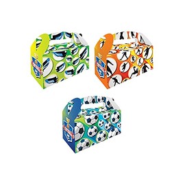 Henbrandt 12 x Football Large Party Boxes for Birthdays and Picnics Footie Gift Box Party Favours Goodies and Treats Empty Cardboard Picnic Boxes for Food