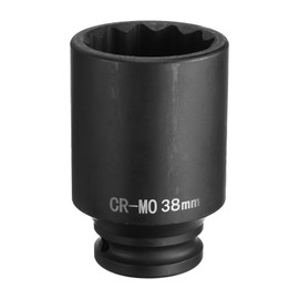 sourcing map 12-Point Deep Impact Socket 1/2 Inch Drive 38mm Metric Chrome Molybdenum Alloy Steel Spindle Axle Nut Impact Socket