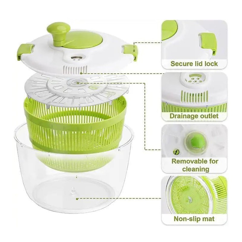 JINYUDOME Salad Dehydrator,Rotary Vegetable Washing Machine,Large Capacity,Easy to Use.