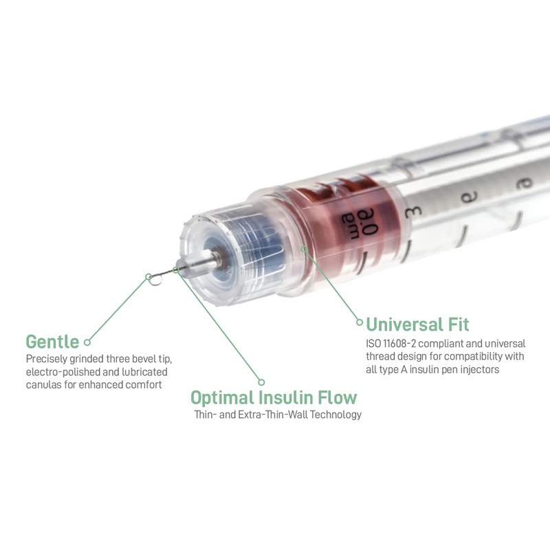 ONE-CARE Pen Tips 31G x 5/32’’ (4mm), Universal Fit, Optimal