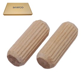 SKIR'CO (Pack of 300) Wooden Dowels 10x25mm Grooved Wood Dowels Fluted Pins for Furniture Grooved Dowels