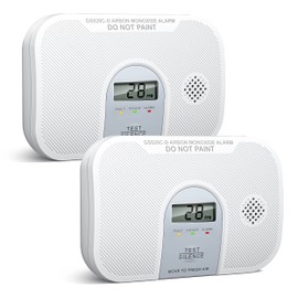 Siterlink Carbon Monoxide Detector, 10-Year Life Carbon Monoxide Alarm, Replaceable Battery CO Detector with LCD Digital Display and Test Button, 3 LED Lights CO Alarm for Home, GS828C-D, 2 Pack