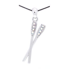 Violet Victoria & Fan Star ROWING NECKLACE - OARS NECKLACE - DOUBLE OARS - CREW NECKLACE CRYSTAL - AB