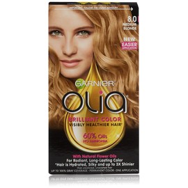Garnier Olia Ammonia Free Permanent Hair Color, 100% Gray Coverage (Packaging May Vary), 8.0 Medium Blonde, Pack of 1