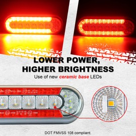 Agrieyes 6 Inch Oval LED Trailer Lights, Submersible Boat Trailer Light, with Brake, Turning Signal, Reverse Light, Backup Light, DOT Compliant