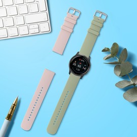 kwmobile Straps Compatible with 20mm Smartwatch Strap (Universal) Straps - 2x Replacement Silicone Watch Bands - Dusty Pink/Pastel Green